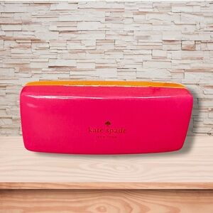 Kate Spade New York Sunglasses Case Pink Orange Faux Leather Clamshell Hardcase